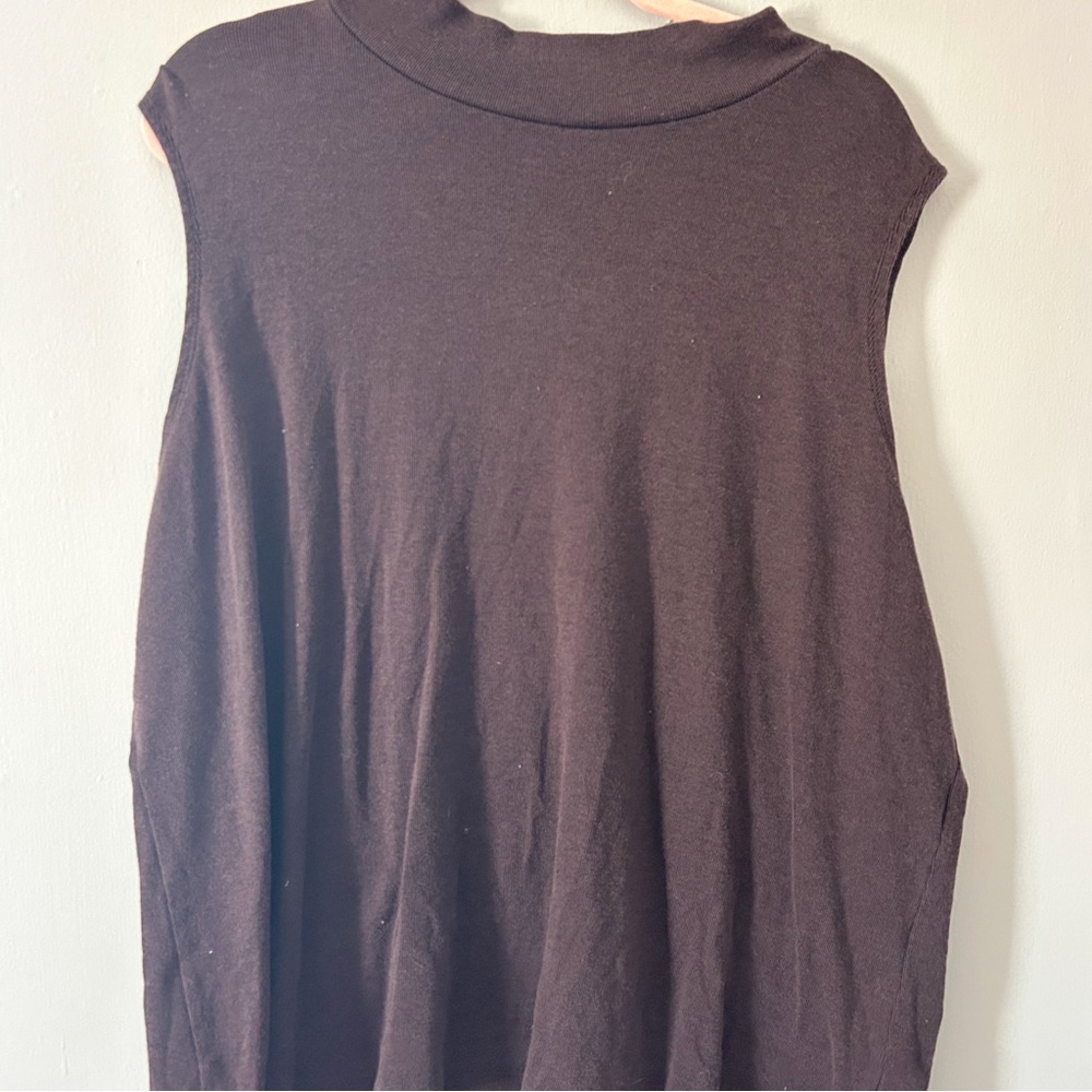 Brown Croft & Barrow Mock Neck Tank, Size 3X